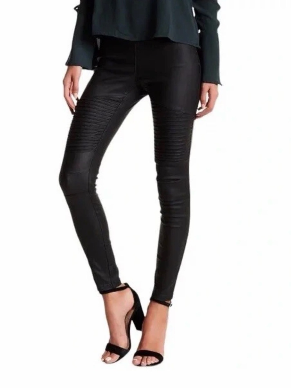 GUC Oober Swank Women’s XS Moto Coated Black Leggings Faux Matted Leather